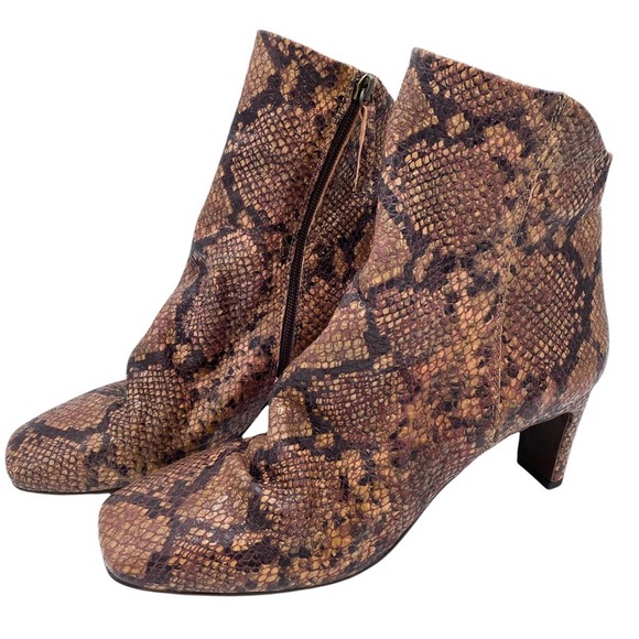 Free People Cybill Slouch Heeled Bootie Snake Print Leather EU 40 - Picture 2 of 12